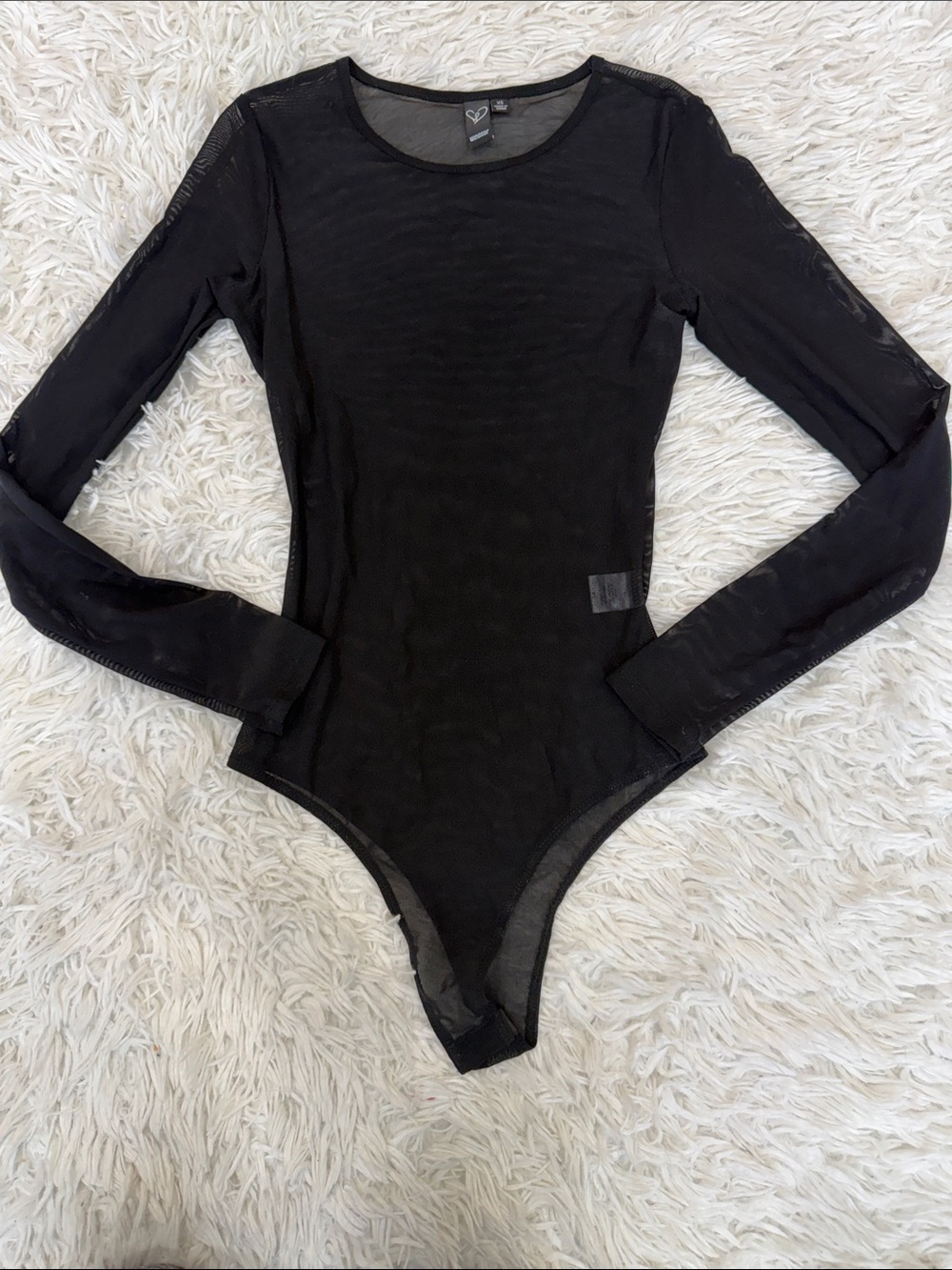 Windsor Sheer Black Long Sleeve Mesh Bodysuit Size XS